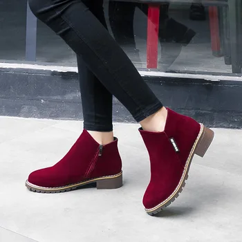 Femei Cizme 2020 Toamna Cizme De Iarna Pentru Femeie Pantofi De Brand Doamnelor Cizme Glezna Cu Tocuri Pantofi Femei Piele De Căprioară Cizme De Piele