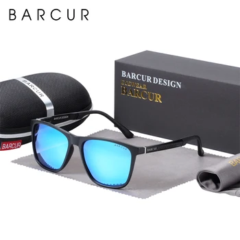BARCUR Original Bărbați ochelari de Soare Polarizat Pătrat TR90, Cu Cadru de Aluminiu, Magneziu Temple de sex Masculin ochelari de Soare de Pescuit de Conducere Eyew
