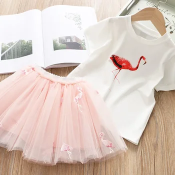 Unicorn Fete Seturi De Îmbrăcăminte De Vară 2020 Fete Dress Bling Stele Printesa Rochie De Petrecere Flamingo Top + Fusta Tutu Rochie Baby Girl Haine