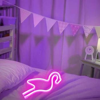 LED Flamingo Neon Lumina de Perete de Artă Vizuală Decor Decor de perete de Lumină Lampă pentru Camera Copiilor Bar Acasă Decor Lumini