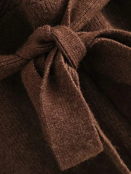 Femei vintage backless knitwears 2020 toamna maro casual femei pulovere de moda de sex feminin din bumbac tricouri tricotate moale fete tricoturi