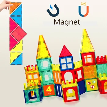 De Dimensiuni mari 108PCS-32PCS Magnetic Designer Constructor Jucărie Pentru Băieți și Fete Magnetic de Constructii din material Plastic Puzzle jucărie Educationa