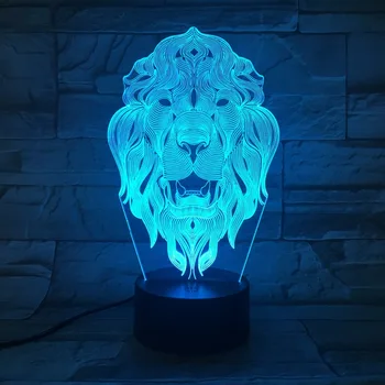 Față de leu Lumina de Noapte În 7 Culori Schimbare de Animale a CONDUS Lumini de Noapte 3D de Birou LED-uri Lampă de Masă pentru Copii Prieteni Acasă Decorare Cadou