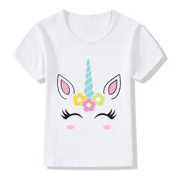 Unicorn drăguț de Design Fata de Copii Amuzant Tricou Baieti Fetele Harajuku Vara T-shirt Alb, Desene animate pentru Copii Haine