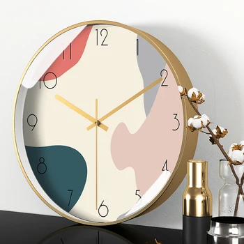 Simplu tăcut Nordic Ceas de Perete cu Design Modern Artă Creativă Bucătărie de Metal Ceas de Perete Camera de zi de Aur Zegar Decor Acasă AB50ZB