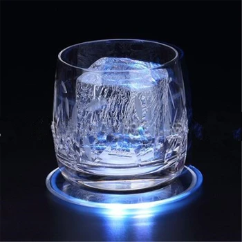 2 bucăți de cristal Acrilice LED coaster bar cocktail coaster de culoare alb-transparent de lumină de bază coaster colorat rezistent la apa