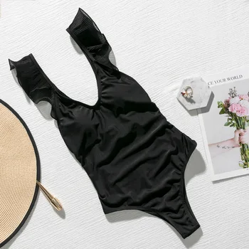 Umăr Solid Zburli-O singură bucată de costume de Baie 2020 Bandaj Bikini body-o singură bucată de costume de baie femei costume de baie monokini femei amatori de scăldat