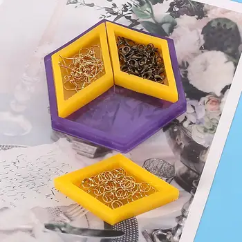 4buc de Bijuterii Geometrice Tava de Stocare Rasina de Silicon Matrite Set Hexagonale Coaster cu 3 Romb Grila DIY Meșteșug a Face Decor Acasă