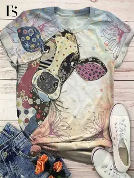 Femeile Desene animate Donkey Imprimate T-shirt Maneca Scurta Animal Print T-shirt O-gât Topuri Casual Tricou Femei 2020