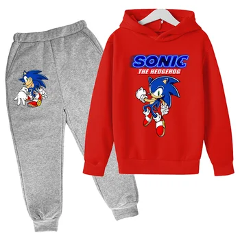 Sonic Ariciul Copii Haine Baieti Fete de Moda Hanorac Pantaloni Copii Pulover Casual Pantaloni costum de Desene animate