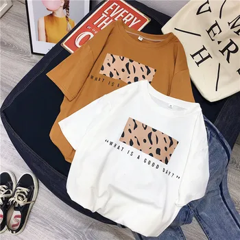 Hirsionsan Leopard de Imprimare tricouri Femei 2019 Primăvară-Vară Fierbinte Tricouri Casual, O-Gat Maneci Scurte Harajuku Rece T-shirt Femei Topuri