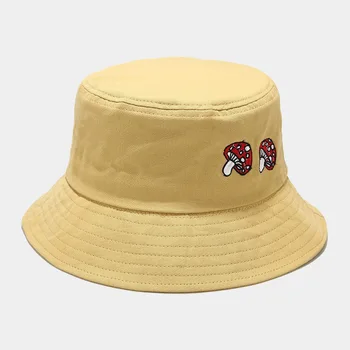 Noi Vara Ciuperci Broderie De Bumbac Pălărie Găleată Bărbați Femei În Aer Liber Panama Moda Pliabil Bob Băieți Fete De Călătorie Pălărie De Pescar