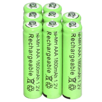 8x AAA NI-MH 1.2 V 1800mAh Vrac Nichel baterii Reîncărcabile baterii Verde
