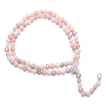 Colier de perle Veritabile de apă Dulce Colier de Perle de Cultură de Bijuterii Perla Naturala Fine Petrecere de Bijuterii pentru Femei de 8-9mm Lungime 75cm