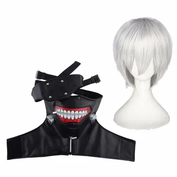 JP Anime Tokyo Ghoul Ken Kaneki Cosplay Costum Set Complet de Piele Neagră Lupta Uniforme Femei Bărbați Costum de Halloween Cu Masca Peruca