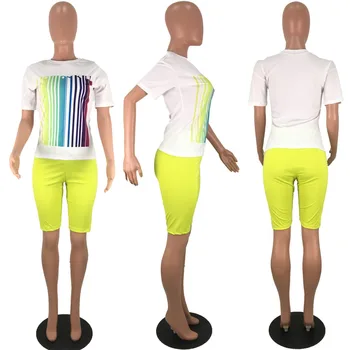 ZOOEFFBB Plus Dimensiune Trening Femei din Două Piese Costume de Sus și Neon Biker pantaloni Scurți, Costume de trening 2 Piese de Potrivire Seturi de Haine de Vară