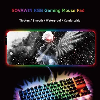 XGZ Tokyo Ghoul RGB Mari Gaming Mouse Pad Gamer Condus de Calculator Anime pad Mat Mare cu lumina de Fundal pentru Tastatură Birou