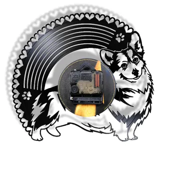 Welsh corgi disc de Vinil Ceas de Perete căței de Rase de Arta de Perete Pet Shop Ceas Decorativ de Perete LED Ceas Corgy 3D Semn Luminat