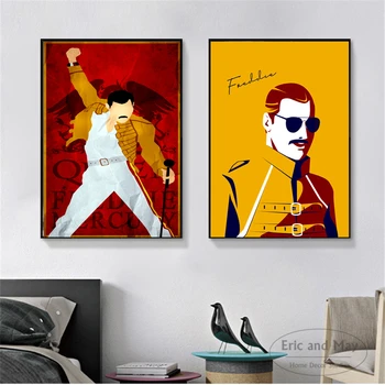 Vinitage Freddie Mercury Minimalist Arta Panza De Imprimare Pictura De Perete Moderne Imagine Home Decor Dormitor Decorative, Postere Nici Un Cadru