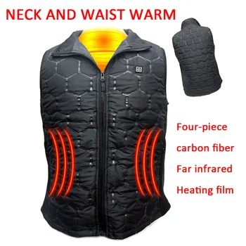 Iarna electric vesta din fibra de Carbon 5V USB de încărcare încălzire vesta impermeabila trei-viteza de încălzire termostat haine