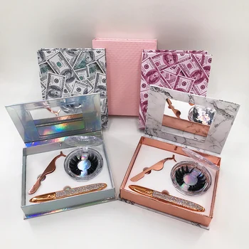 En-gros Genelor Carte Personalizate Geană de Ambalare Cutie Magica cu Adeziv Lichid Eyeliner 25mm Gene de Nurca
