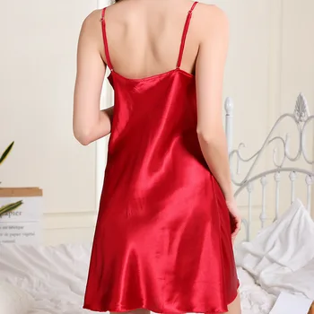 Roșu Negru Culori Femeile Noapte de Vară Sling Rochie de Noapte pentru Femei cu Decor Dantela Rochie de Noapte de sex Feminin Lenjerie Pijamale
