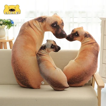 Câine de Pluș Drăguț 3D Indoi Cainele Tipărite Pernă Realiste de Animale Amuzant Cap de Câine Cosplay Copii Jucărie Preferată Perna pentru Acasă