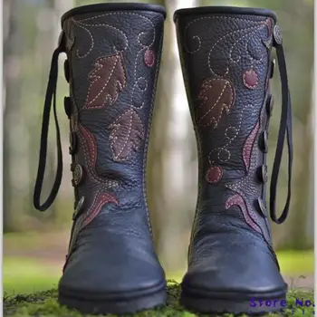 Cizme de zapada pentru femei genunchi ridicat cizme pantofi de iarna femeie zapatos mujer sapato gladiator epocă papuceii de moda blană HP1674