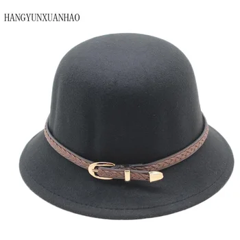 HANGYUNXUANHAO 2019 Retail fetițe Fedora Pălărie Dom Capac Copii Rochie de Pălării Copii Capace de Pălării de Fetru de Lână Împâslire Pălărie Melon
