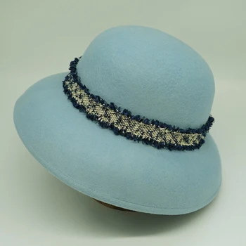 2020 Moda Stil francez Cer albastru de Lână Femei Pescari Pălărie de petrecere a timpului Liber Lady Găleți Pălărie Specială Bazinul Capac de Culoare 2