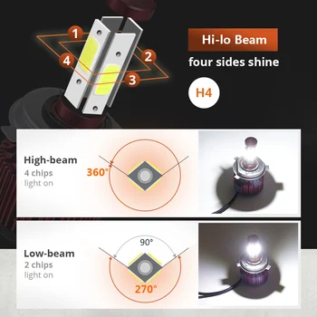 2 buc 100W/Set H11 Led Bec Far 4 Laturi COB Chips-uri de Lumina LED-uri Auto Auto Lămpi LED 6500K 9005/9006 All-in-One