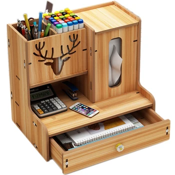 Birou din lemn Organizator Multi-Funcțional DIY Suport Stilou Cutie Desktop Staționare Biroul de Acasă de Aprovizionare Raft de Depozitare