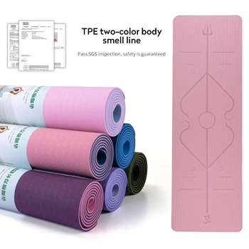 TPE Yoga Mat cu Poziția Liniei 1830*610*6mm Sală de fitness Pilates Non-Alunecare Mat Covor Pentru Incepatori Mediu Fitness Gimnastică Covoare