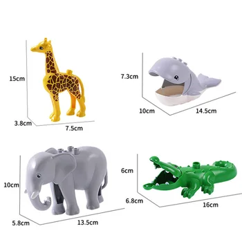 50PCS/set Mare Duploed Zoo Figuri de Animale, Tigru, Leopard, Girafa, Hipopotam de Mari Blocuri Jucarii Educative Set Cadou Pentru Copii