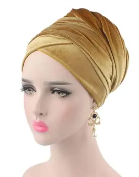 170*26cm 10 Culori Femei Pălării de Catifea Headwrap Africane Cap Înfășurați Eșarfă Cravată Răsuciți Banda de Păr Turban Bandană Bandaj Hijab Pălării