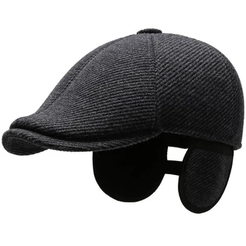 HT3353 Berete Toamna Iarna Pălărie Bărbați Beretă de Lână Capac de sex Masculin Cald Gros Ivy Octogonal vânzător de ziare Capac Plat Tata Tata Pălărie cu Urechi