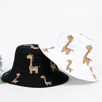 Desen Animat Girafa Copil Pălărie Găleată Cu Capac De Vară Pentru Copii Baby Girl Boy Palarie Casual Copii Palarie De Soare Din Bumbac Fete Pălărie Panama Capace