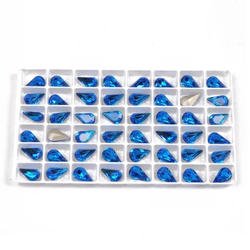 De înaltă Calitate Unghiilor Stras Albastru Capri de Culoare în formă de Pară Pointback Sticlă Cristal cu Strasuri Pentru Unghii 3D Unghii DIY Arta de Pietre
