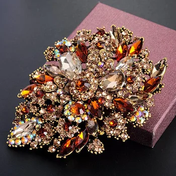 Zlxgirl perfect cristal stras femei nunta pin broșe bijuterii de moda flori mari Hijab Ace de Haine Accesorii