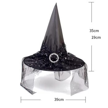 2020 Decor De Halloween Vrăjitoare Pălărie Copii Adulți Moda Plasă Gotic Cosplay Magic Pălării Ascuțite Fata Frizură Accesorii