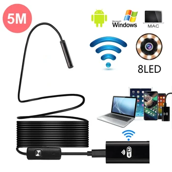 5M 8mm Camera Endoscop USB cu 8 LED-uri Flexibile Wifi Bronhoscop, Endoscop Impermeabil Inspecție Micro Camera pentru Android ios, PC-ul
