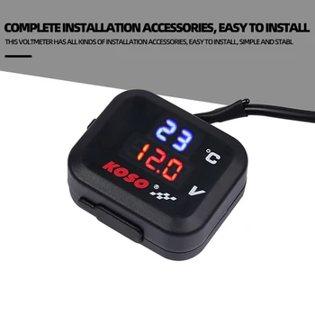 Contor Digital Monitor 3 in 1 Motocicleta Incarcator USB LED Digital de Tensiune Termometru Dual Afișare Contor de Moto Termometru Manometru