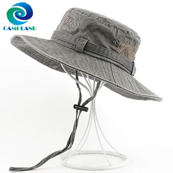 CAMOLAND de Bumbac de Înaltă Calitate Găleată Pălărie Om de Vară UPF 50+ Pălării de Soare Moda Bob Panama Capac de sex Masculin Spălat Boonie Pescuit, Drumeții Pălărie