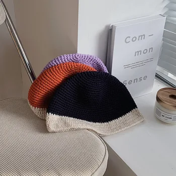 Design nou toamna iarna pentru tineret feminin mozaic simplu stil drăguț usurinta meci de zi cu zi caldă de stradă de moda tricotate casual beanie hat