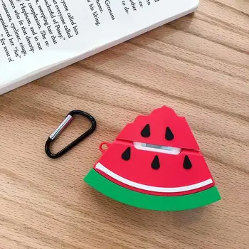 Pentru AirPods Caz 3D Drăguț Pepene verde Fructe de Vară fără Fir Bluetooth Căști Căști Acoperi Shell pentru Airpods 2 cu Inel Cheie