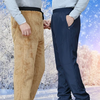 Iarna barbati Super Pantaloni Cald Strat Dublu de Marfă Clasic de Lână Îngroșa Largi de catifea Pantaloni Fleece Pantaloni de Bumbac Pentru Barbati Joggeri