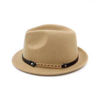 Noua Toamna Iarna Lână Simțit Pălării Fedora cu Centura Largă Margine plat Jazz Trilby Formale Pălărie Panama capac pentru barbati femei unisex