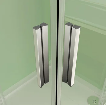 Unghi de compartimentare dublu uși glisante gri mat sticla 5mm pentru duș