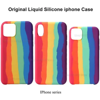 Lichid Original Rainbow Silicon de Caz Pentru iPhone 12 11 Pro Max de Caz Pentru iPhone 11 XS max XR 7 8 Plus Acoperi Caz