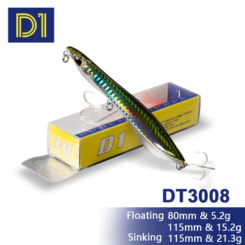 D1 Creion Atrage Mult Turnare 80MM 5.2 g plutitoare 115MM 15.2 G /21.3 g Popper Momeala cu apă Sărată, apă Dulce, cap de șarpe pike De Pescuit
